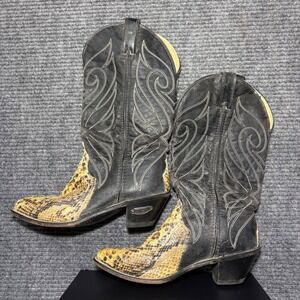 Code West Womens 8 M Snakeskin Cowboy Boot Black Python Leather Western USA Made